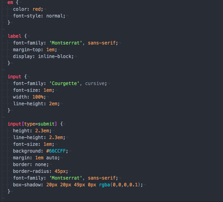 A screenshot of some standard layout CSS