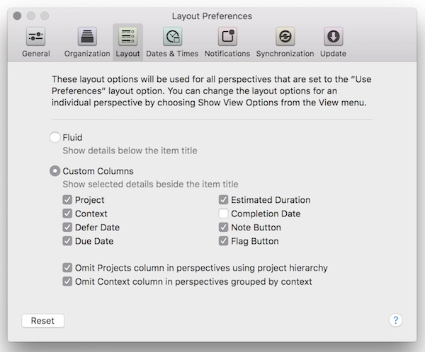 Omnifocus Custom Columns