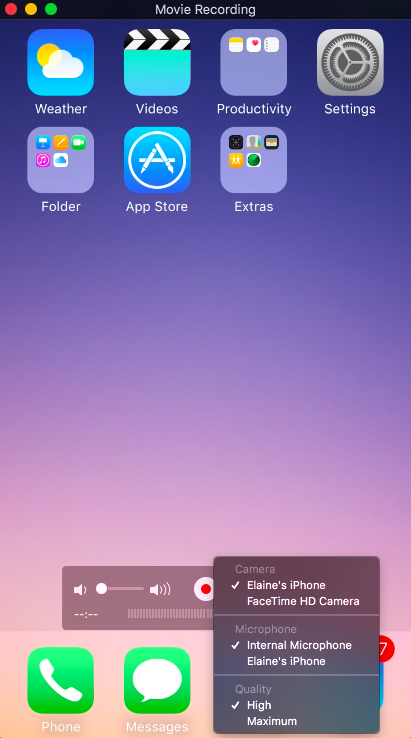 quicktime player iphone screen recording