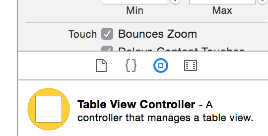 The blue icon showing that the object library has been selected in Xcode