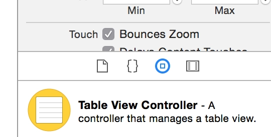 The blue icon showing that the object library has been selected in Xcode