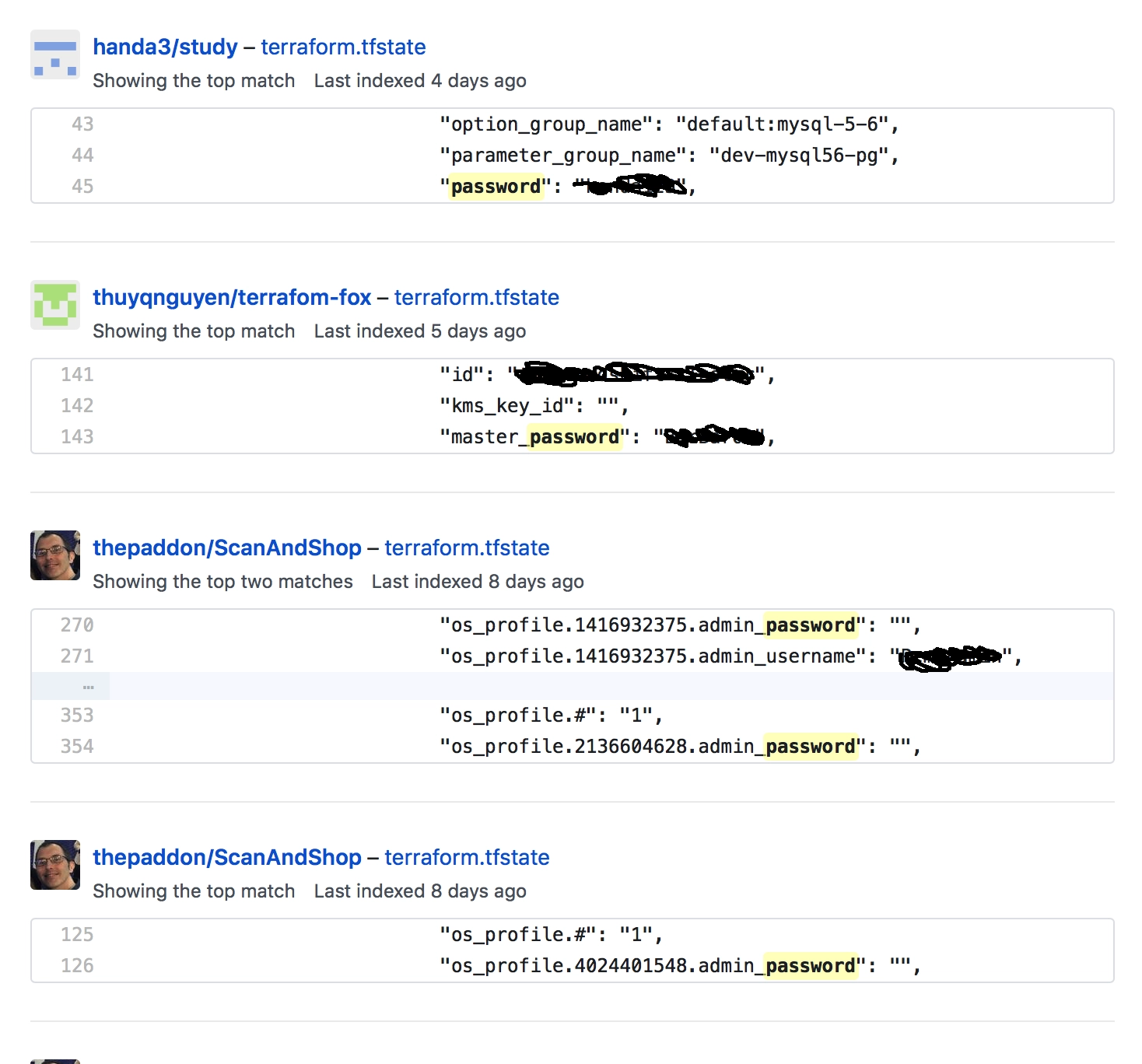 Terraform Passwords in Github
